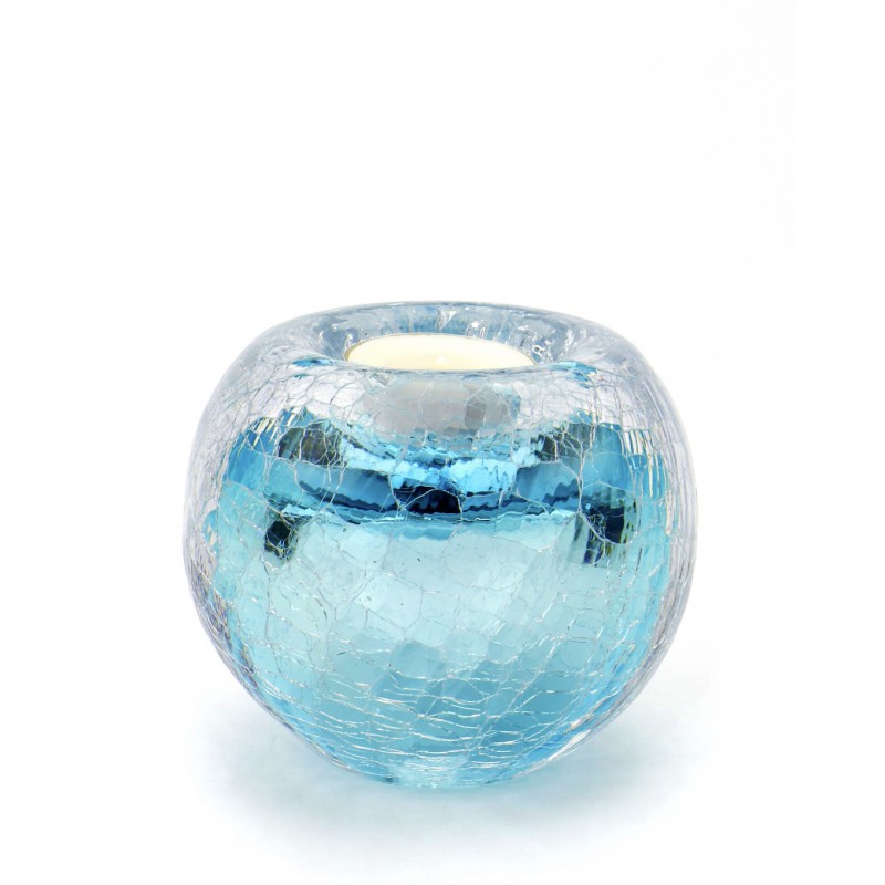 Glazen Premium Kaarsenhouder Tealight Krakele Tiffany Blauw