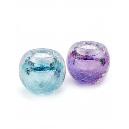 Glazen Premium Kaarsenhouder 'Tealight Krakele Tiffany Blauw'