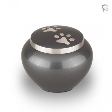 Medium Metalen Dierenurn 'Pootjes' Antraciet Zilverkleur