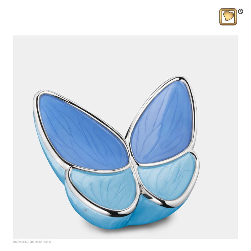 Middel Messing Urn blauw 'Butterfly'