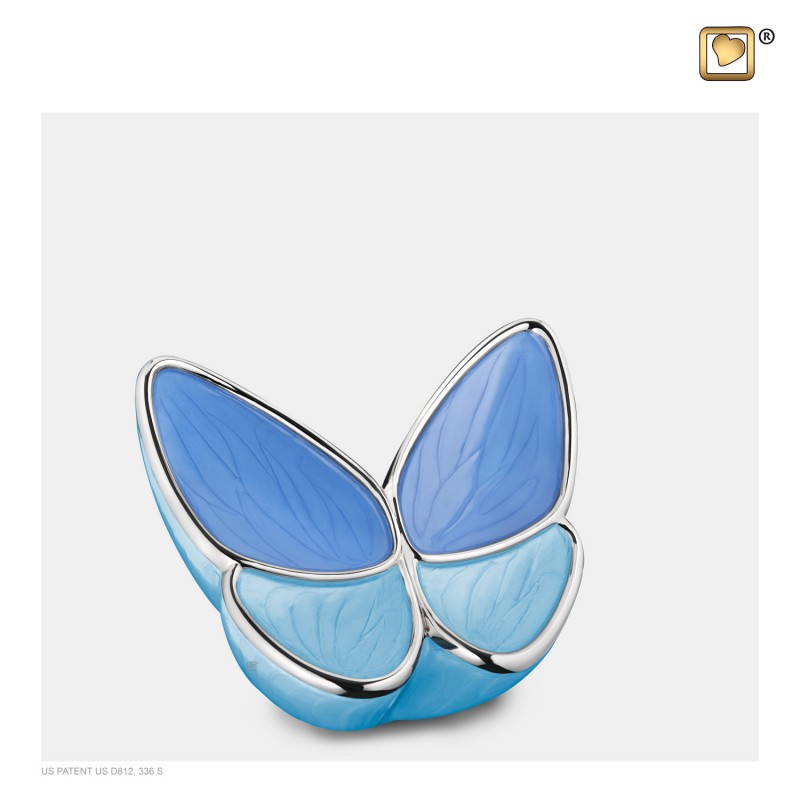 Messing Mini Urn blauw 'Butterfly'
