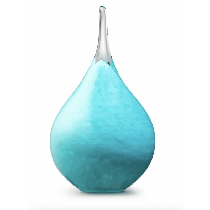 Glazen Memorie Urn 'Druppel Small Turquoise'