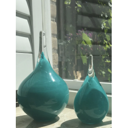 Glazen Memorie Urn Druppel Small Turquoise