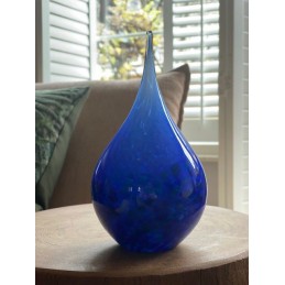 Glazen Memorie Urn 'Druppel Small Opaque Blauw'