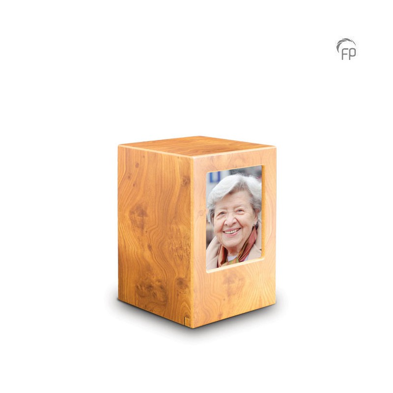 Grote MDF Houten Urn Lichtbruin met Foto