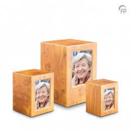 Kleine MDF Houten Urn Lichtbruin met Foto