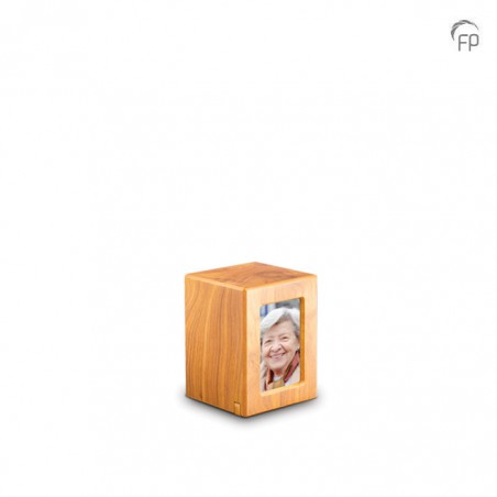 Kleine MDF Houten Urn Lichtbruin met Foto