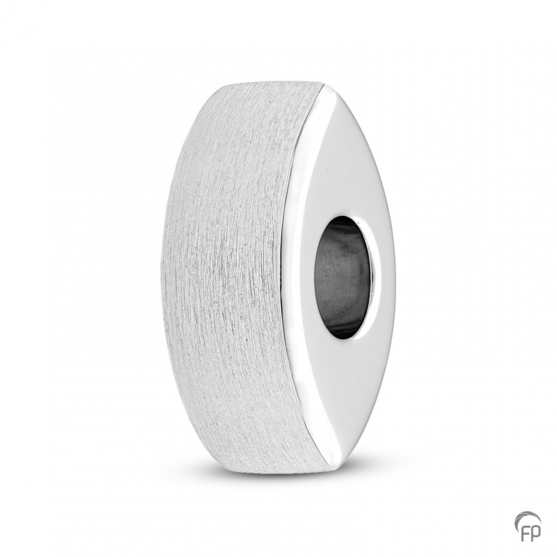 Zilveren Memorial Bead Asbedel Ovaal