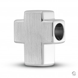 Zilveren Memorial Bead Asbedel Kruis