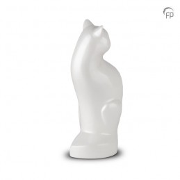 Metalen Dierenurn 'Kat Zittend' Wit