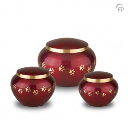 Medium Metalen Dierenurn 'Pootafdrukjes' Rood