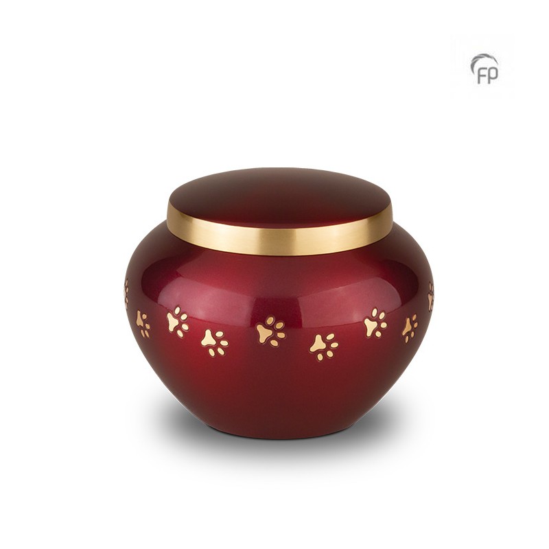 Kleine Metalen Dierenurn 'Pootafdrukjes' Rood Kleine Metalen Dierenurn 'Pootafdrukjes' Rood