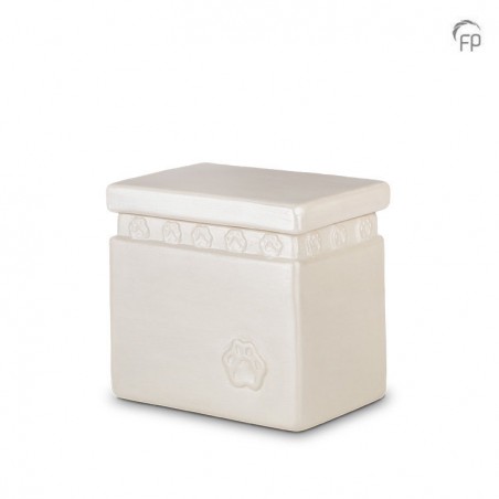 Biologische Dierenurn Wit 'Pootafdrukjes'