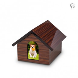 MDF Houten Dierenurn 'Memory House' Donkerbruin met Foto