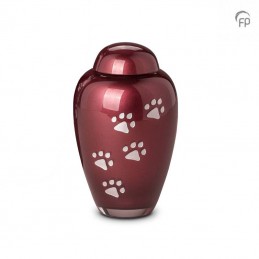 Grote Glazen Dierenurn Bohemian Crystal Pootafdrukjes Bordeaux