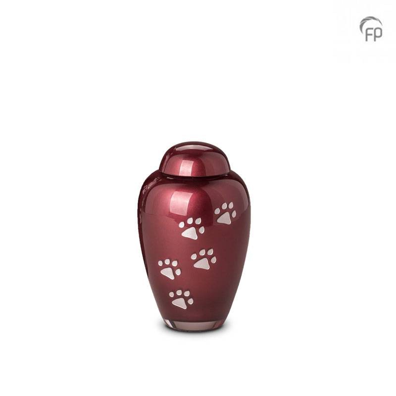 Kleine Glazen Dierenurn Bohemian Crystal Pootafdrukjes Bordeaux