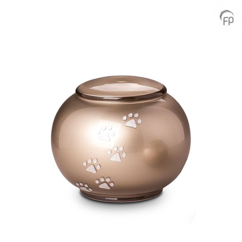 Grote Glazen Dierenurn Bohemian Crystal Rond Pootafdrukjes Beige Grote Glazen Dierenurn Bohemian Crystal Rond Pootafdrukjes Beige
