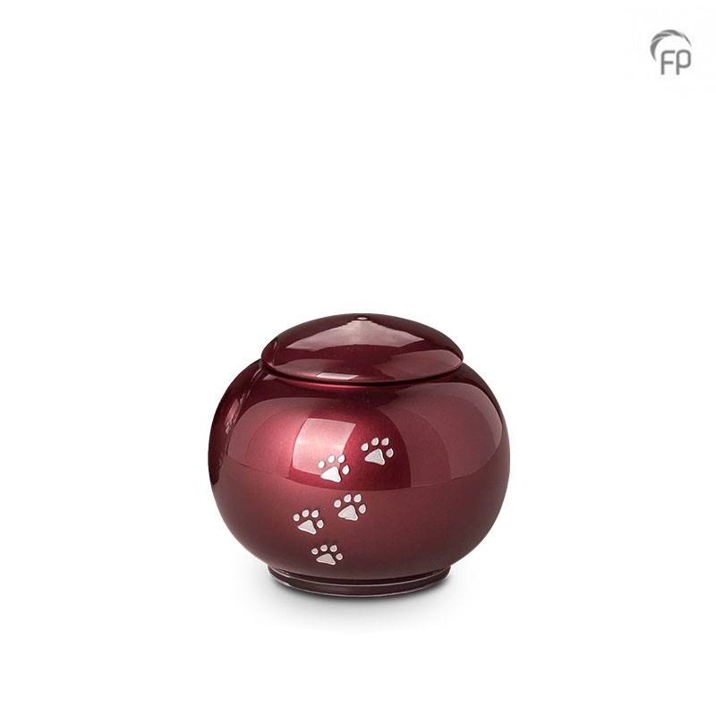 Kleine Glazen Dierenurn Bohemian Crystal Rond Pootafdrukjes Bordeaux Kleine Glazen Dierenurn Bohemian Crystal Rond Pootafdrukjes Bordeaux