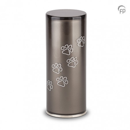 Medium Glazen Dierenurn Bohemian Crystal Cilinder Pootafdrukjes Zwart