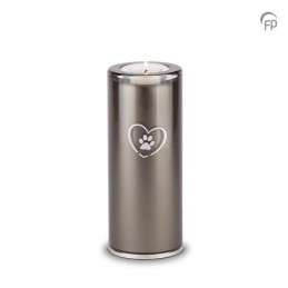 Medium Glazen Dierenurn Kaarsenhouder Bohemian Crystal Zwart Pootafdrukje in Hart