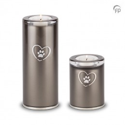 Medium Glazen Dierenurn Kaarsenhouder Bohemian Crystal Zwart Pootafdrukje in Hart