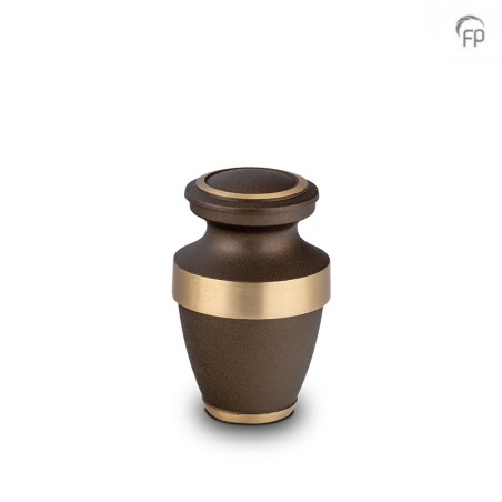 Metalen Mini Urn Bruin met Goudkleurige Banden