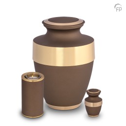 Metalen Mini Urn Bruin met Goudkleurige Banden