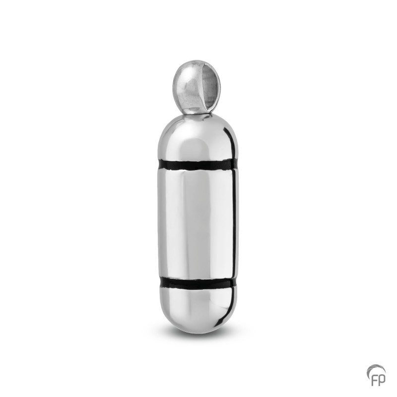 Zilveren Ashanger 'Capsule' Zwarte Ringetjes Zilveren Ashanger 'Capsule' Zwarte Ringetjes