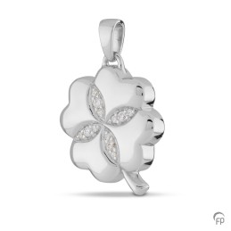 Zilveren Ashangerzirkonia Klavertje Vier