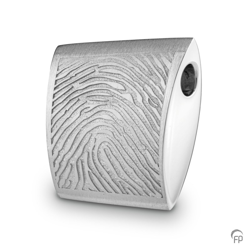 Zilveren Fingerprint Ashanger 'Rechthoekig'