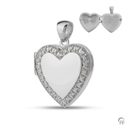 Zilveren Fingerprint Medaillon zirkonia Hartje