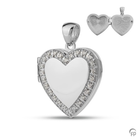 Zilveren Fingerprint Medaillon zirkonia Hartje