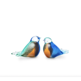 Glazen Memorie Urn Bird Blauw/Wit/Groen/Bruin/Oranje