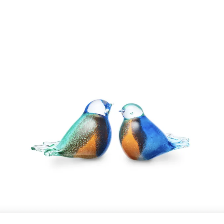 Glazen Memorie Urn Bird Blauw/Wit/Groen/Bruin/Oranje