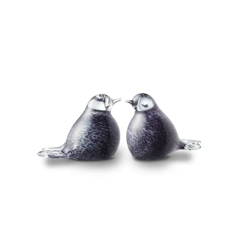 Glazen Memorie Urn Bird Zwart/Wit Melange