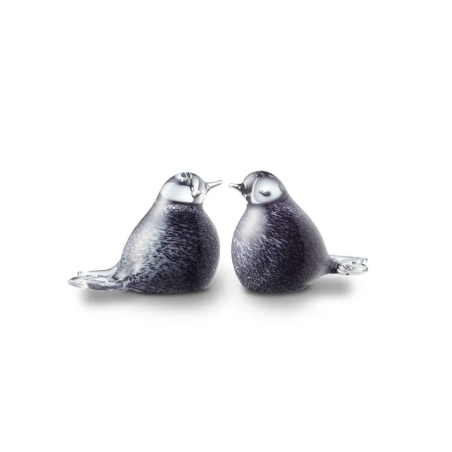 Glazen Memorie Urn Bird Zwart/Wit Melange