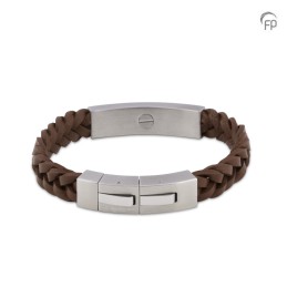 Leren Gevlochten 'Memory of a Lifetime' Armband Bruin RVS