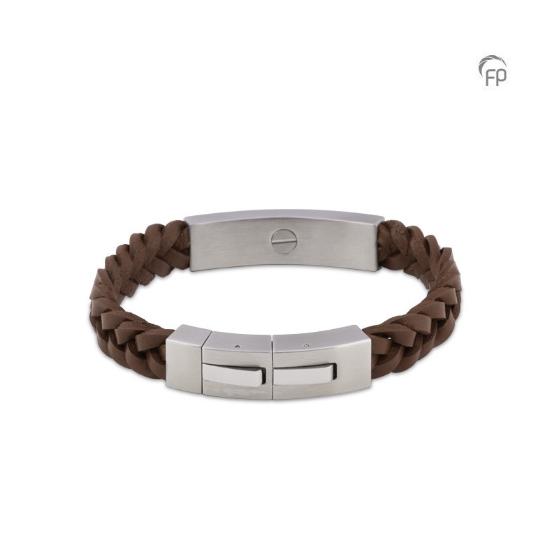 Leren Gevlochten 'Memory of a Lifetime' Armband Bruin RVS