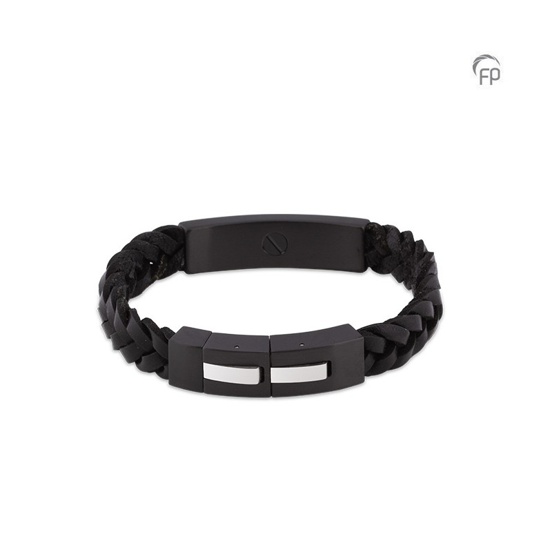 Leren Gevlochten 'Memory of a Lifetime' Armband Zwart Zilver RVS Leren Gevlochten 'Memory of a Lifetime' Armband Zwart Zilver RVS