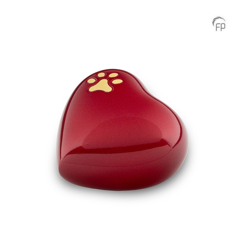 Metalen Mini Dieren Hart Urn 'Pootje' Rood Metalen Mini Dieren Hart Urn 'Pootje' Rood