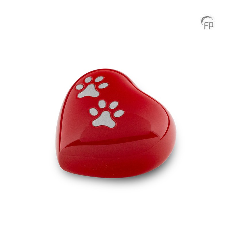 Metalen Mini Dieren Hart Urn Pootjes Rood