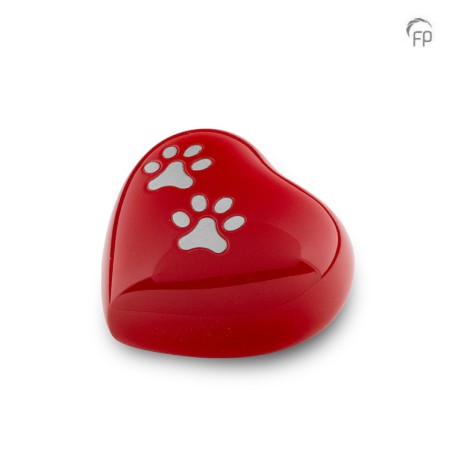 Metalen Mini Dieren Hart Urn Pootjes Rood