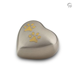 Metalen Mini Dieren Hart Urn Pootjes Zilverkleur met Goudkleur Mat