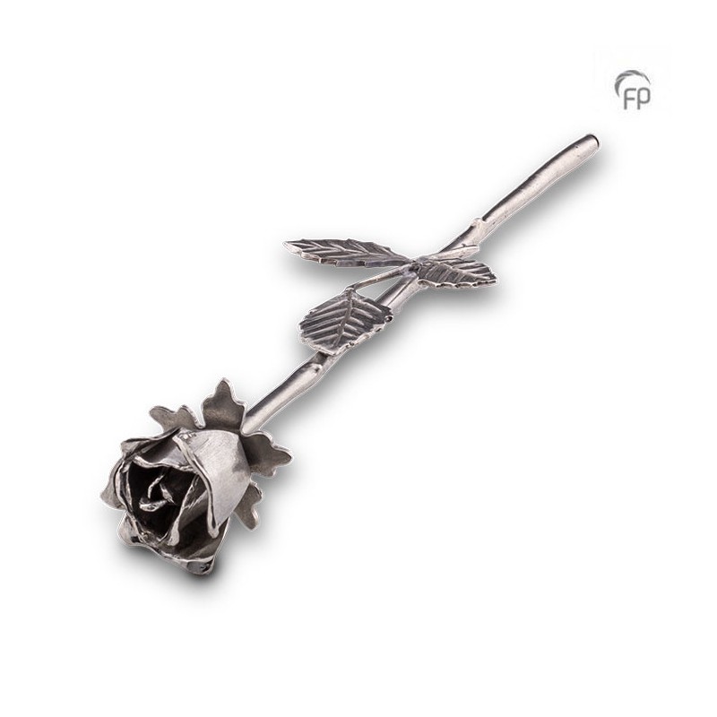 Zilvertinnen Asbeeld 'De roos, symbool van de liefde'