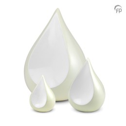 Grote Metalen Urn Ivoor Wit Teardrop