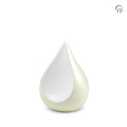 Kleine Metalen Urn Ivoor Wit Teardrop