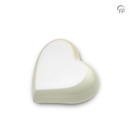 Metalen Mini Hart Urn Ivoor met wit