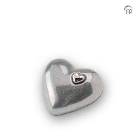 Kleine Keramische Hart Urn Mastaba Zilvergrijs