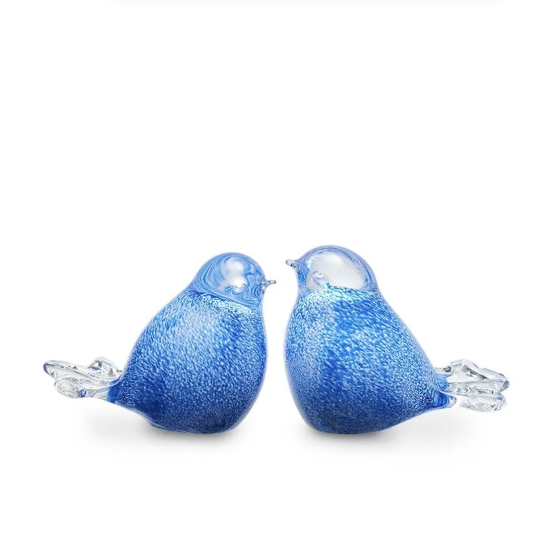 Glazen Memorie Urn Bird Blauw/Wit