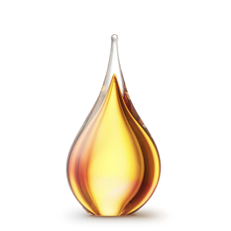 Glazen Memorie Urn Druppel Small Roze/Goudkleur